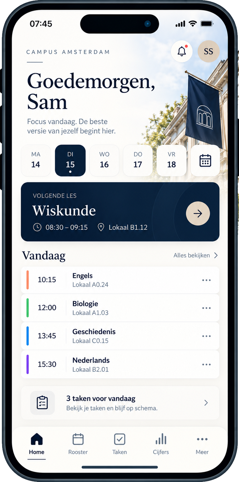 Campus schoolapp op een iPhone